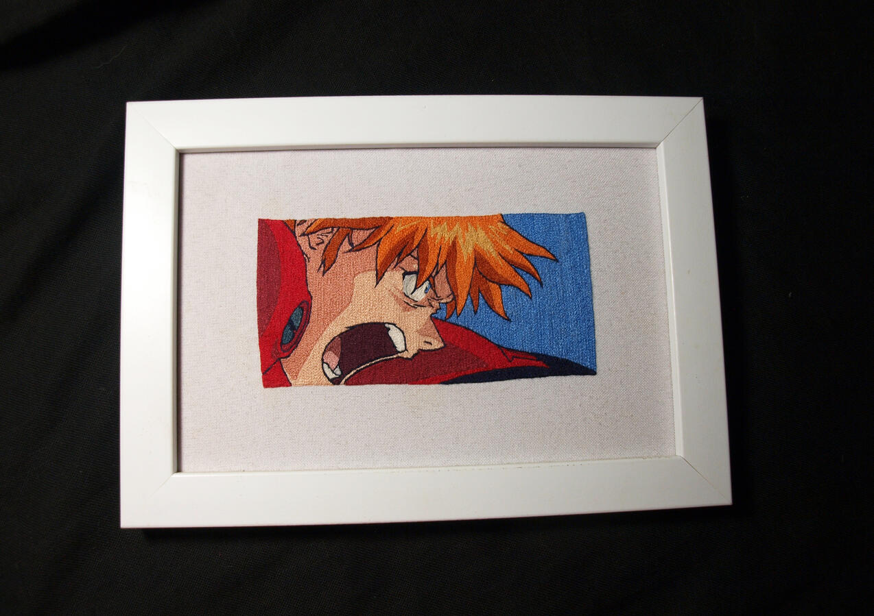 Asuka, 2022. Bordado en puntada cadeneta sobre lino sansón, hilo mercerizado de algodón tipo mouliné marca DMC.