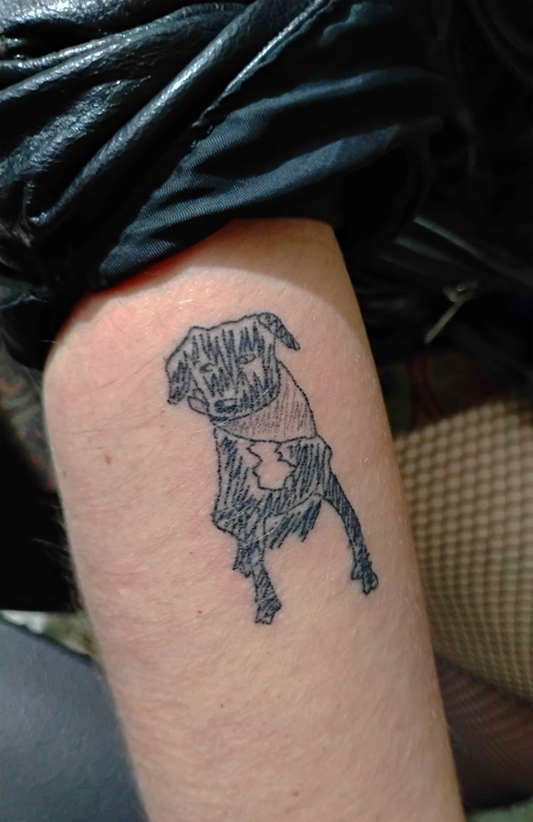 Tatuaje sanando, diseño desde referencia personal del cliente, handpoke (2024)